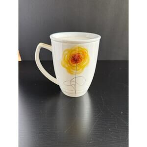 Hankook Lamour Yellow Mug w/ Coaster Saucer Korea Floral Coffee Cup
